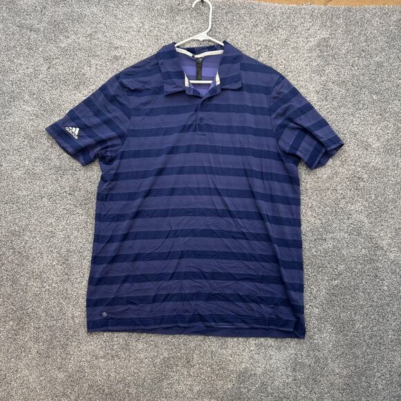 Adidas Polo Shirt Mens Extra Large Striped Golf Athletic Performance XL - Picture 1 of 11